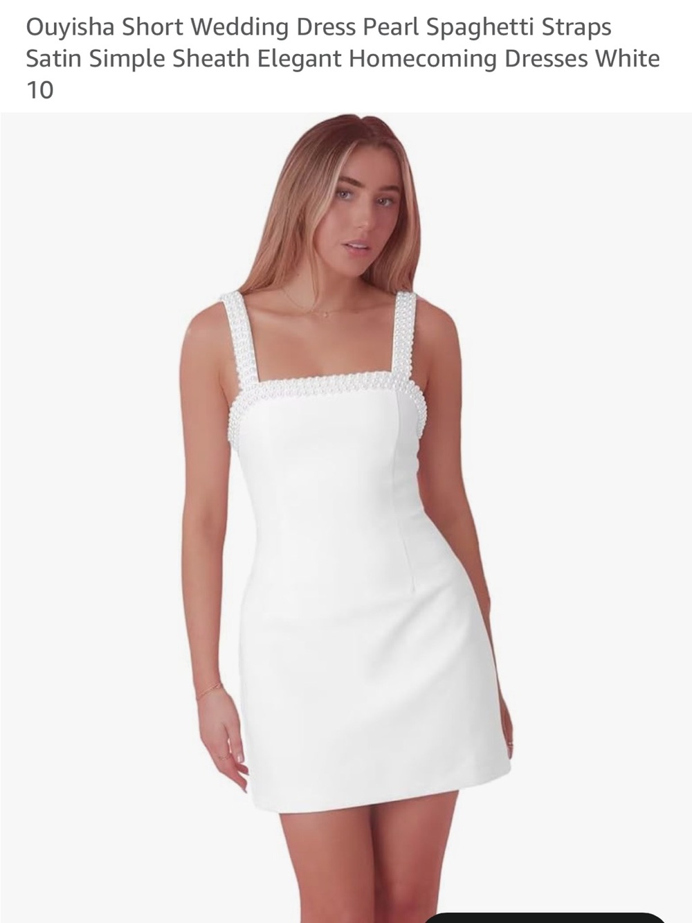 Pearl Strap White Mini Sheath Dress